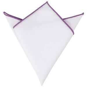 Cotton Handkerchiefs Color Contrast Trim White Pocket Squares Tuxedo Lilac